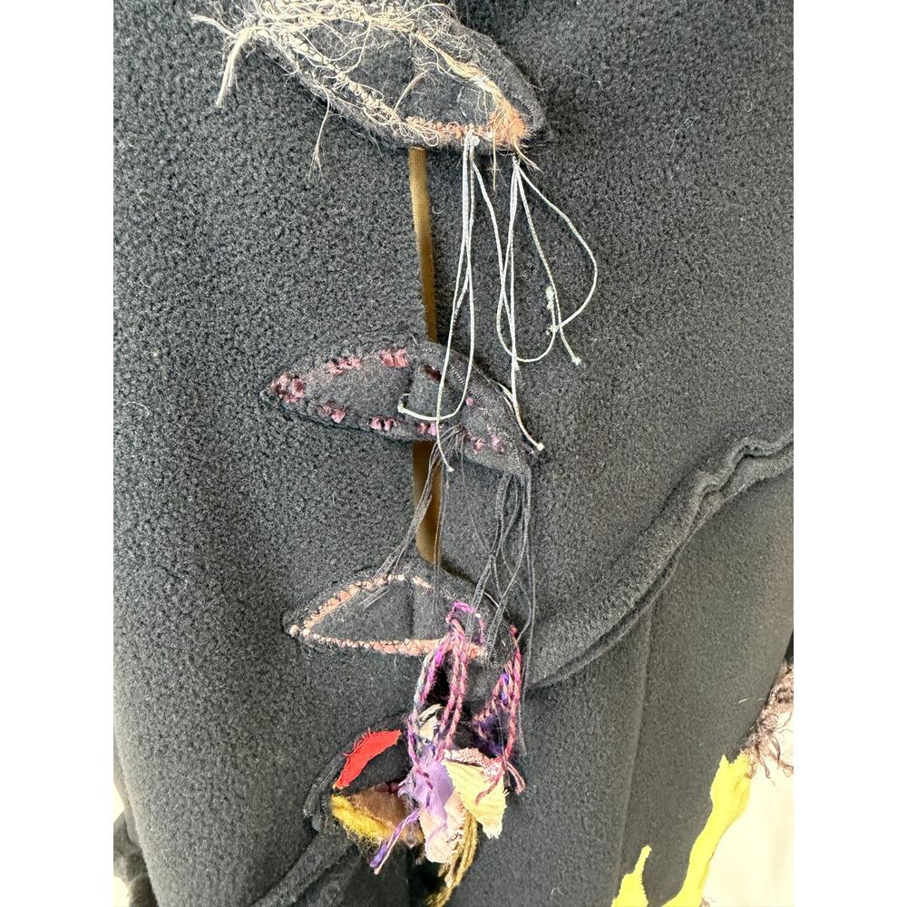 GISELLE SHEPATIN Black Embellished Coat Art to Wear Fleece OS #1-0168 - Picture 7 of 11